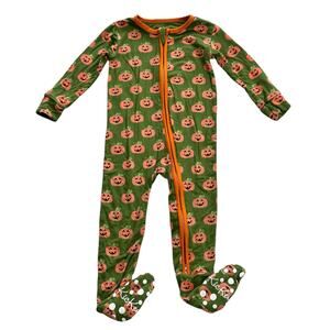 KicKee Pants Halloween Pumpkins Footie Pajamas Green 12-18m